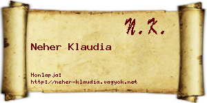 Neher Klaudia névjegykártya